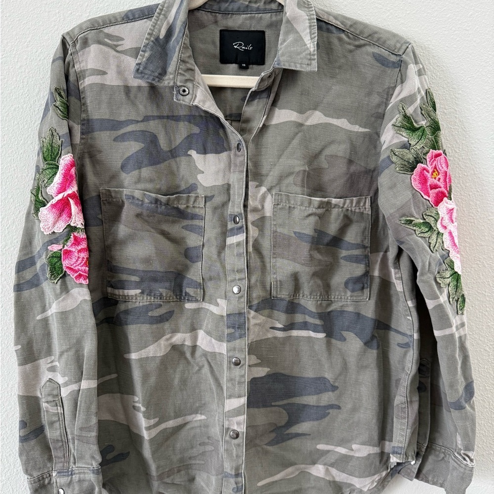 Rails Marcel Embroidered Camo Shirt - Picture 2 of 8